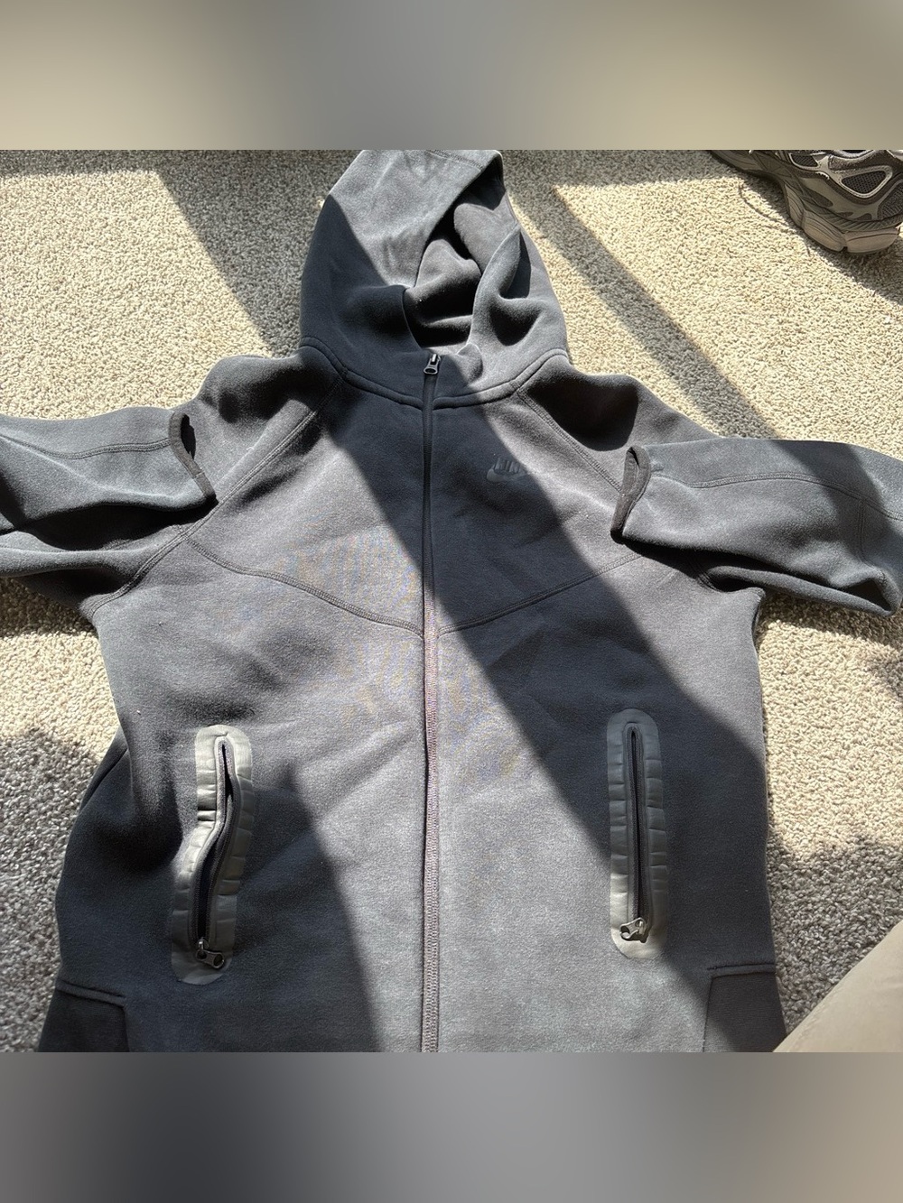 Black Gray Hooded Zip-Up Jacket